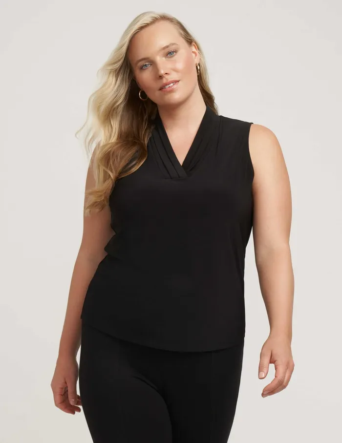 Anne Klein Plus Size Triple Pleat Top Anne Black Women Clothing