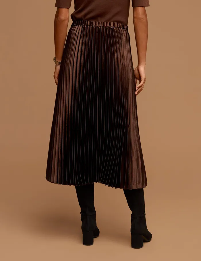 Anne Klein Pull On Pleated Skirt Espresso Women Clothing