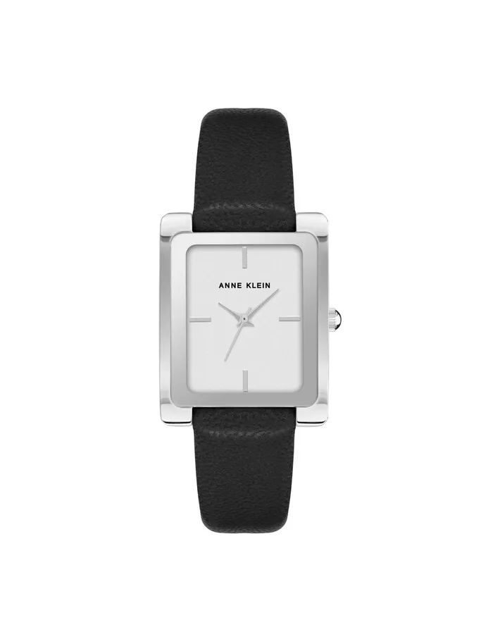 Anne Klein Rectangular Case Leather Band Watch Black Women Watches 038 Jewelry