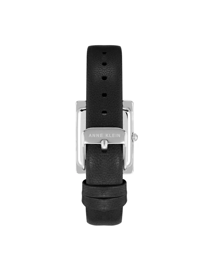Anne Klein Rectangular Case Leather Band Watch Black Women Watches 038 Jewelry