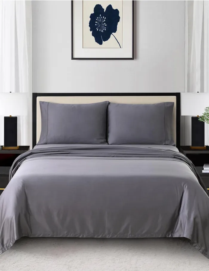 Anne Klein Reverie AntiMicrobial Sheet Set Charcoal Women Home