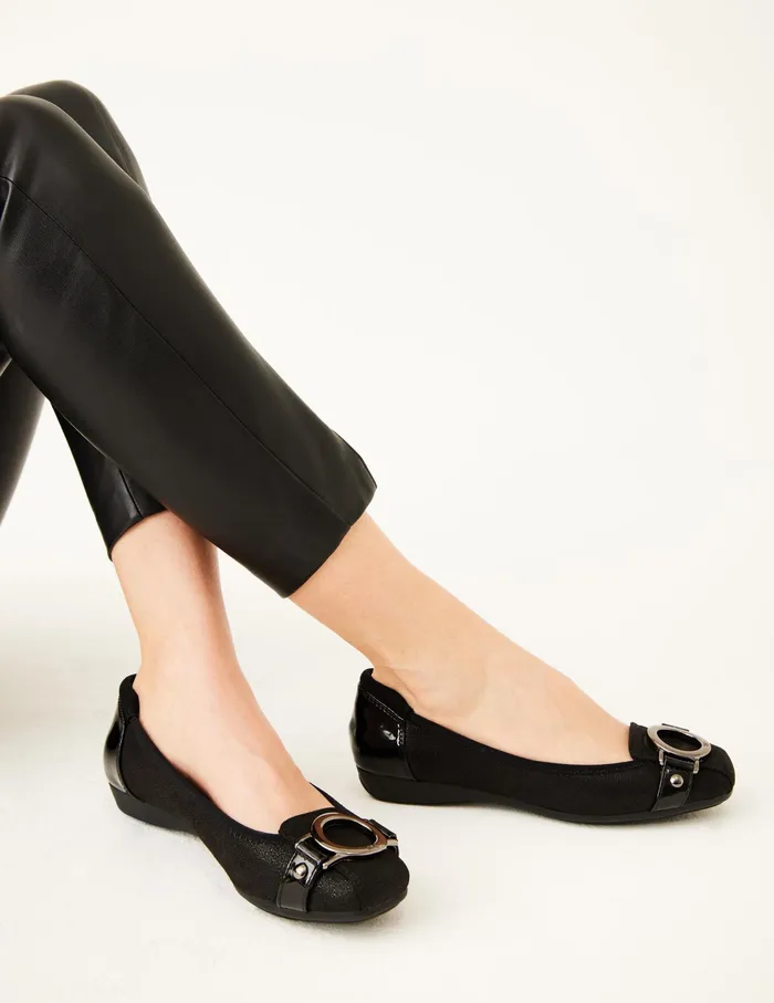 Anne Klein Umeko Flats Black Multi Fabric Women Shoes