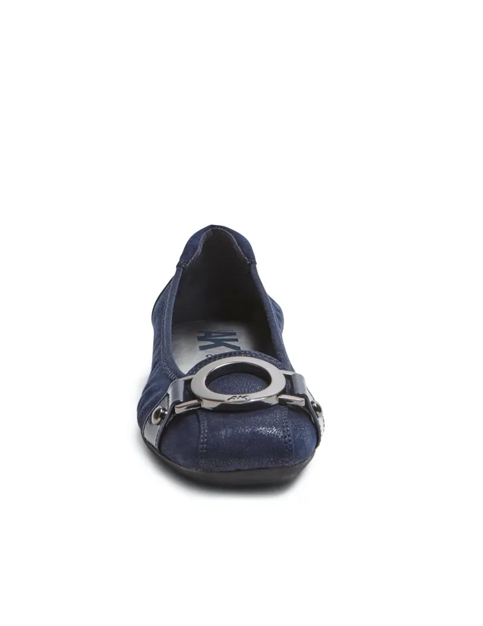 Anne Klein Umeko Flats Dark Navy Multi Fabric Women Shoes