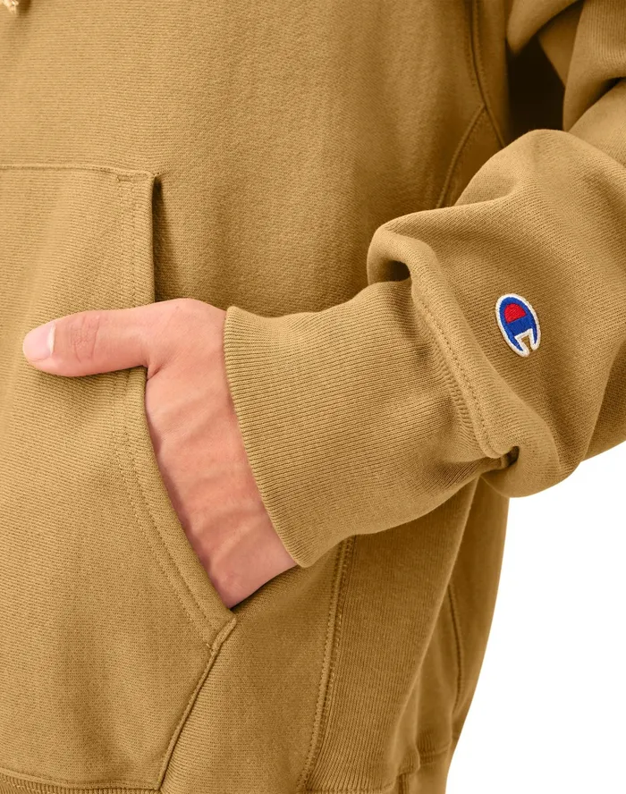 Arena Reverse Weave Hoodie C Patch Washed Tan Slacks Men Champion Hoodies and Sweatshirts