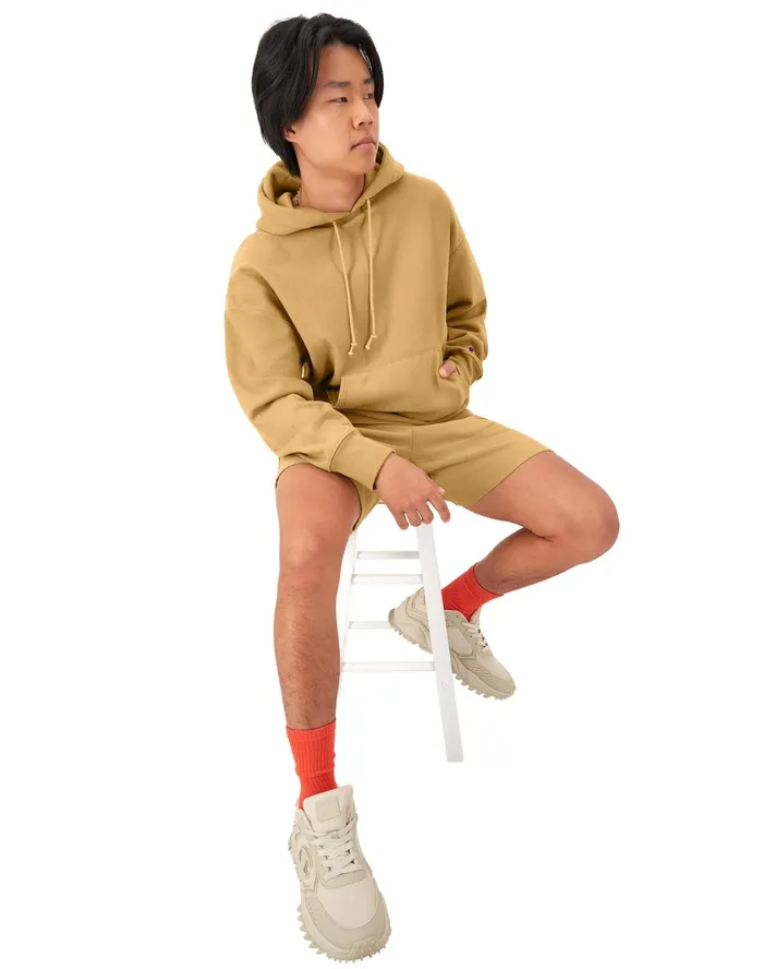Arena Reverse Weave Hoodie C Patch Washed Tan Slacks Men Champion Hoodies and Sweatshirts