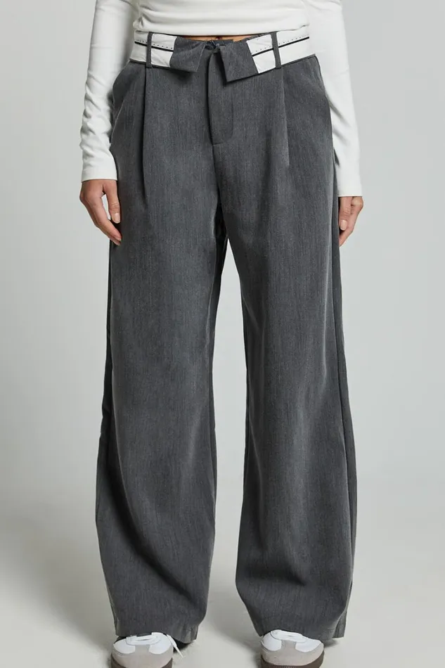 Attica Pants 8211 Foldover Waistband Tailored Pants In Charcoal Women Showpo Pants