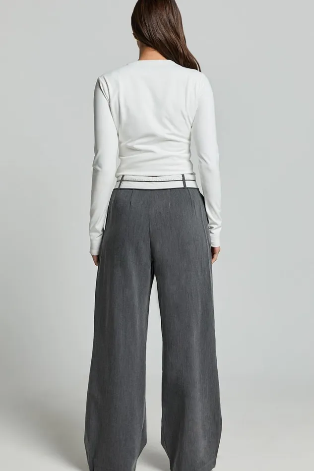 Attica Pants 8211 Foldover Waistband Tailored Pants In Charcoal Women Showpo Pants
