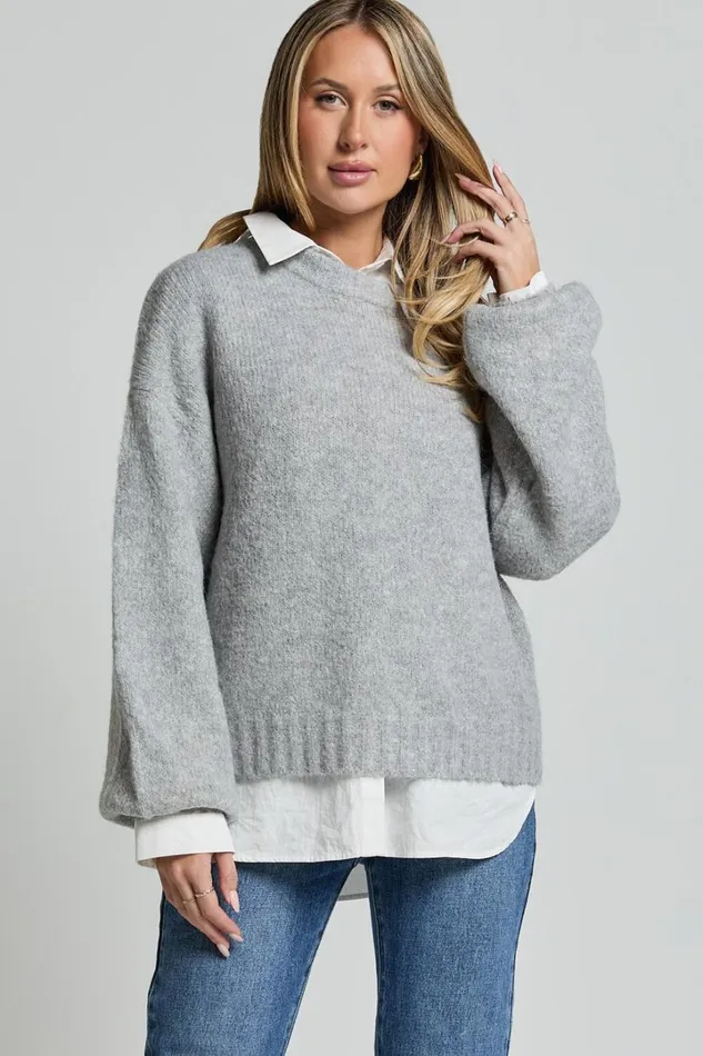 Aubrey Jumper 8211 Crew Neck Knit Jumper In Grey Marle Women Showpo Sweaters and Cardigans Aubrey Jumper 8211 Crew Neck Knit Jumper In Grey Marle Women Showpo Sweaters and Cardigans