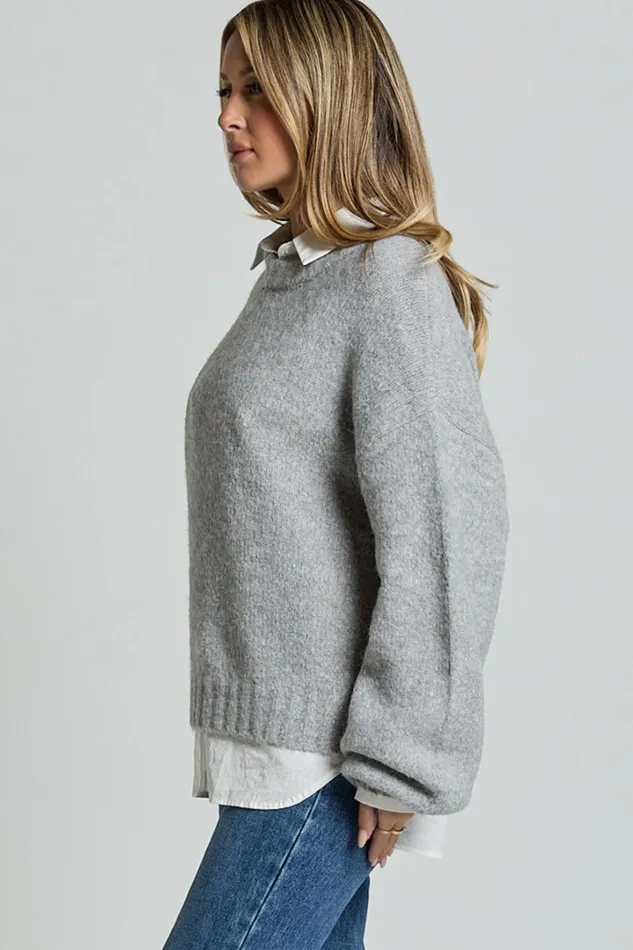 Aubrey Jumper 8211 Crew Neck Knit Jumper In Grey Marle Women Showpo Sweaters and Cardigans