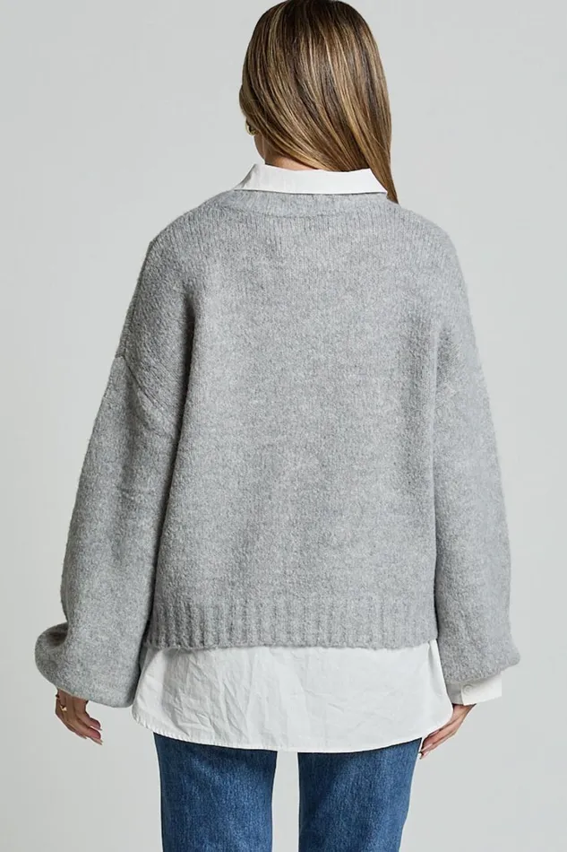 Aubrey Jumper 8211 Crew Neck Knit Jumper In Grey Marle Women Showpo Sweaters and Cardigans