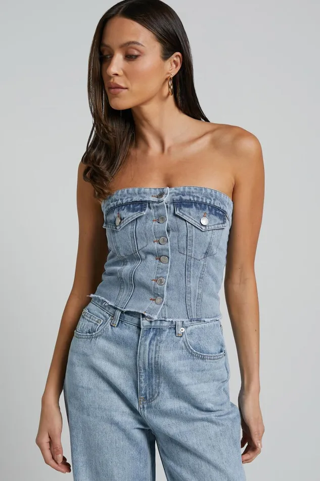 Aubrielle Bustier 8211 Denim Bustier With Pocket Details In Indigo Wash Women Showpo Denim Aubrielle Bustier 8211 Denim Bustier With Pocket Details In Indigo Wash Women Showpo Denim