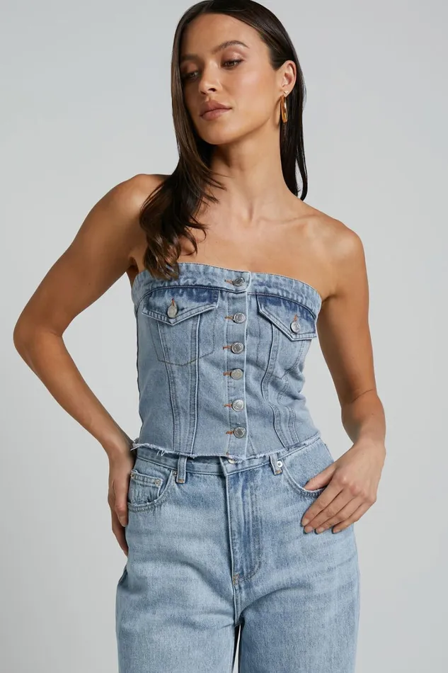 Aubrielle Bustier 8211 Denim Bustier With Pocket Details In Indigo Wash Women Showpo Denim Aubrielle Bustier 8211 Denim Bustier With Pocket Details In Indigo Wash Women Showpo Denim