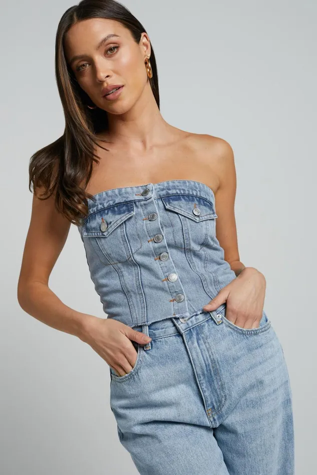 Aubrielle Bustier 8211 Denim Bustier With Pocket Details In Indigo Wash Women Showpo Denim Aubrielle Bustier 8211 Denim Bustier With Pocket Details In Indigo Wash Women Showpo Denim