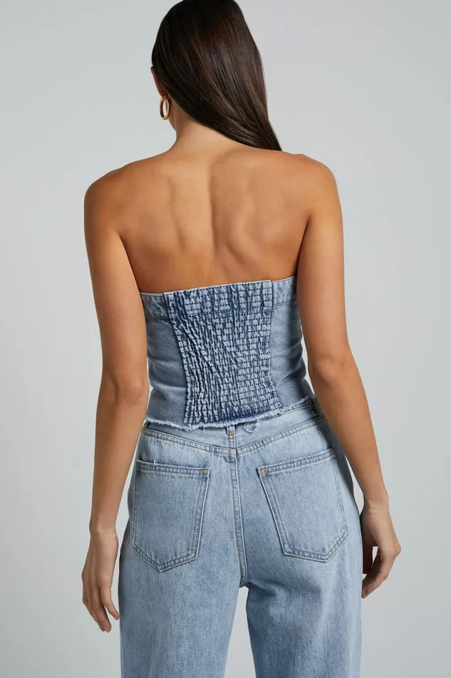 Aubrielle Bustier 8211 Denim Bustier With Pocket Details In Indigo Wash Women Showpo Denim Aubrielle Bustier 8211 Denim Bustier With Pocket Details In Indigo Wash Women Showpo Denim