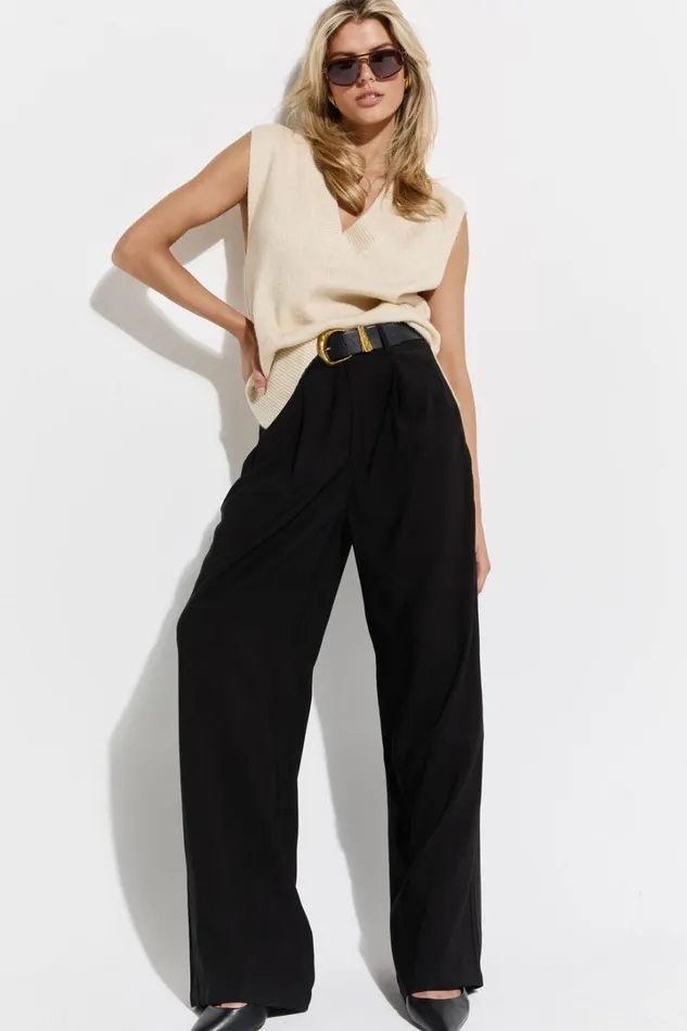 Augustus Pants 8211 High Waisted Wide Leg Tailored Pants In Black Women Showpo Pants