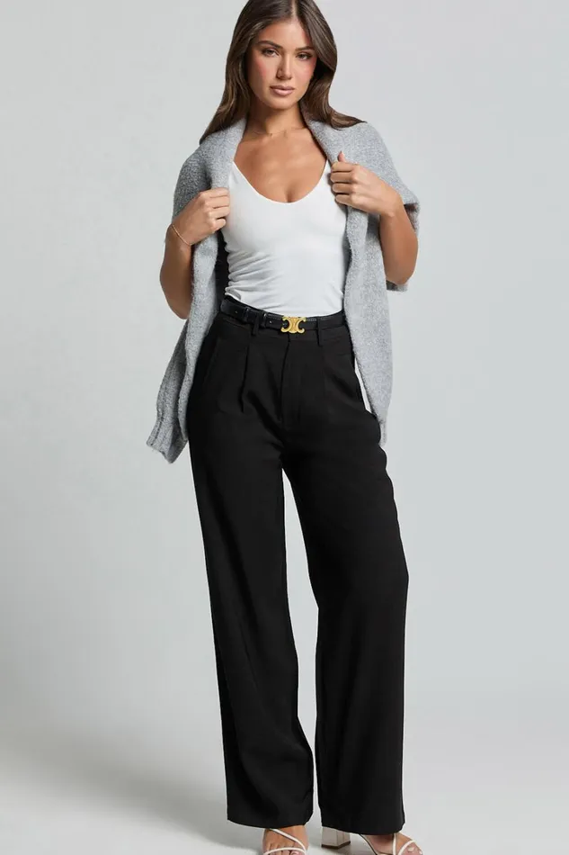 Augustus Pants 8211 High Waisted Wide Leg Tailored Pants In Black Women Showpo Pants