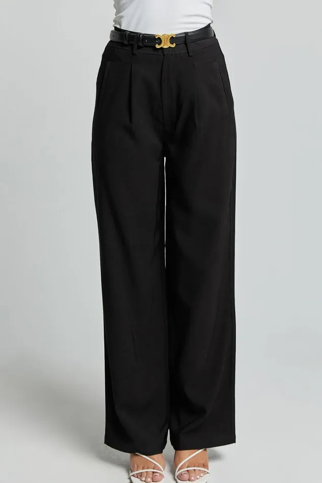 Augustus Pants 8211 High Waisted Wide Leg Tailored Pants In Black Women Showpo Pants