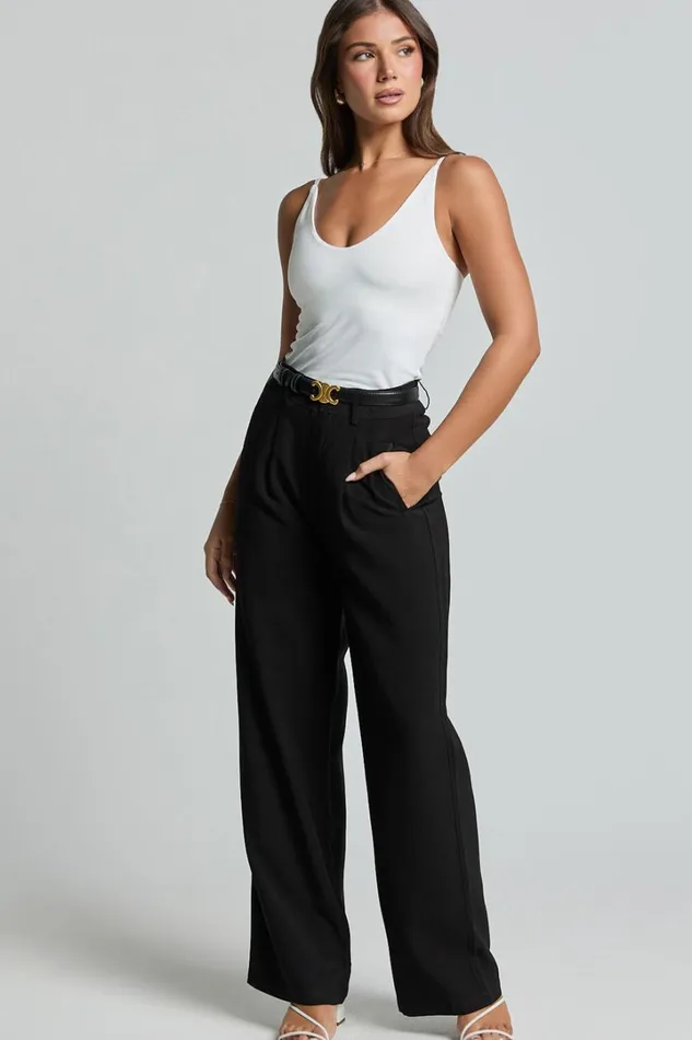 Augustus Pants 8211 High Waisted Wide Leg Tailored Pants In Black Women Showpo Pants