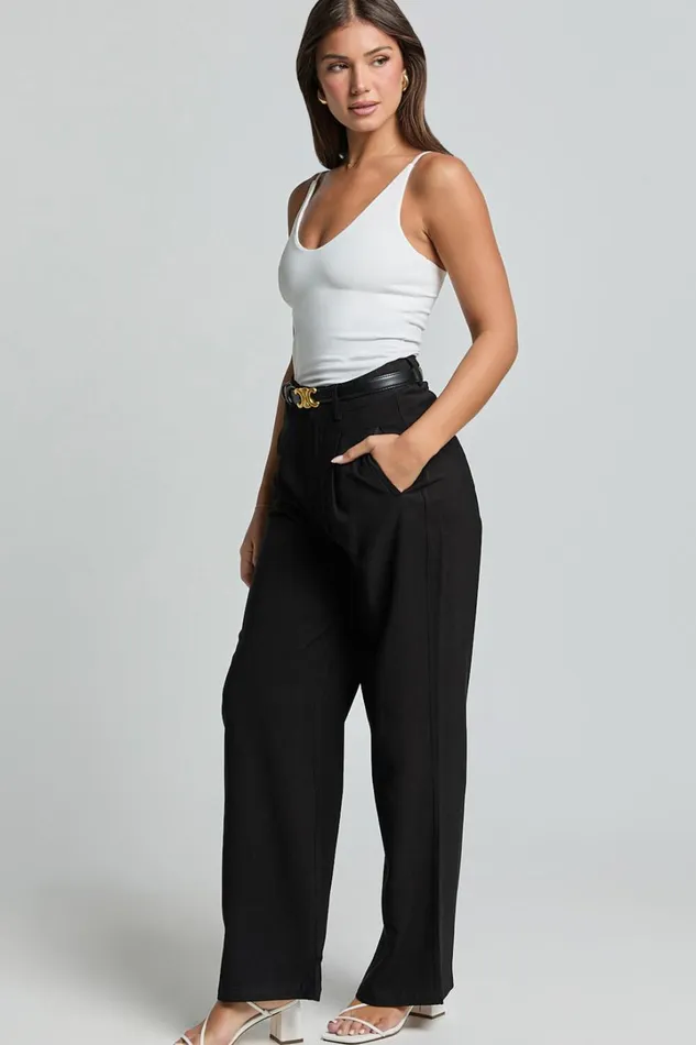 Augustus Pants 8211 High Waisted Wide Leg Tailored Pants In Black Women Showpo Pants