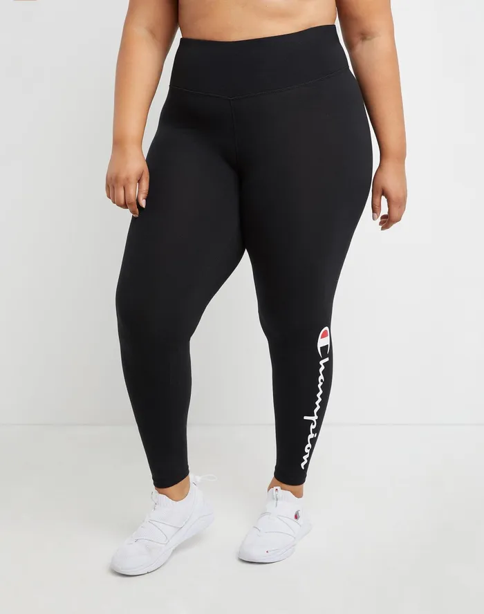 Authentic 78 Leggings Classic Script Logo 255034 Plus Size Black Women Champion Leggings
