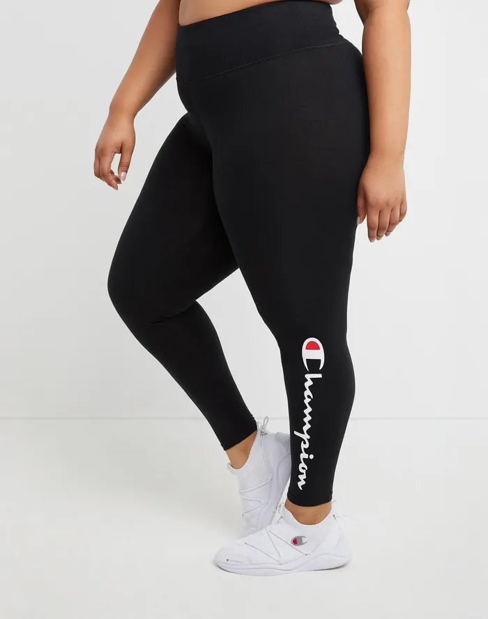 Authentic 78 Leggings Classic Script Logo 255034 Plus Size Black Women Champion Leggings