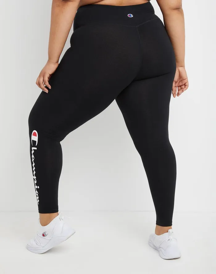 Authentic 78 Leggings Classic Script Logo 255034 Plus Size Black Women Champion Leggings