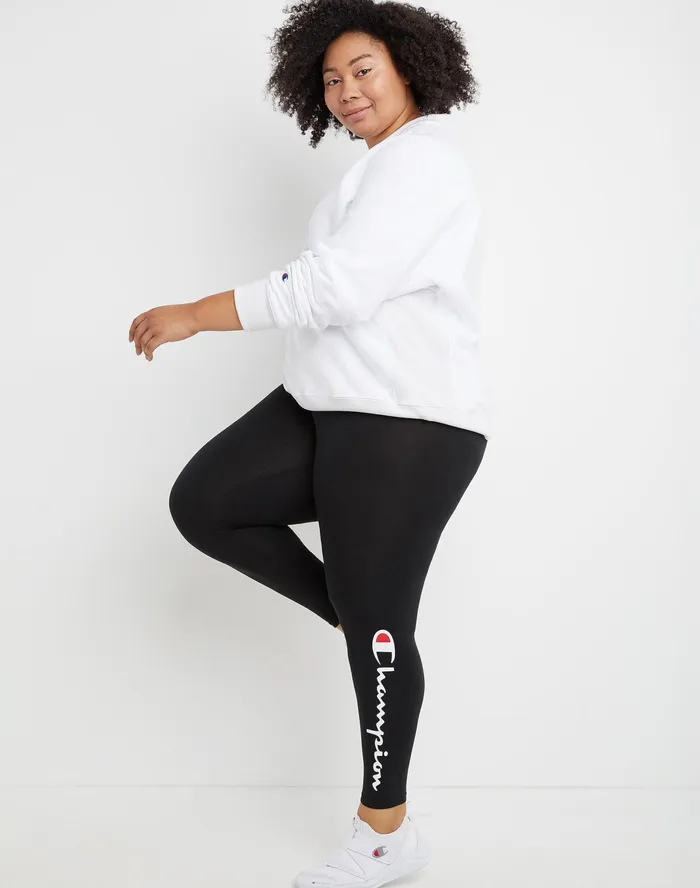 Authentic 78 Leggings Classic Script Logo 255034 Plus Size Black Women Champion Leggings