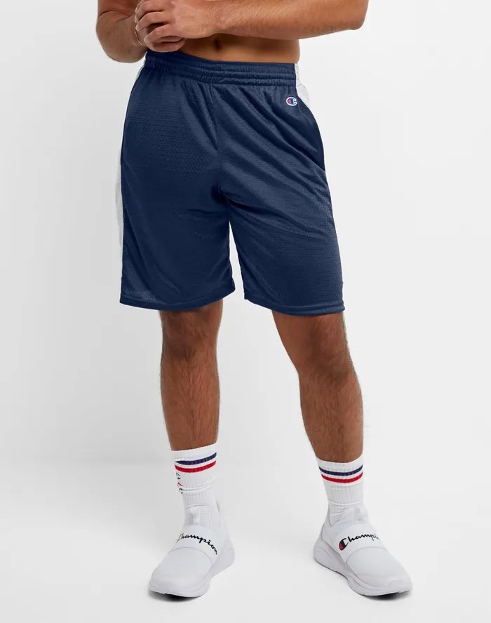 Basketball Shorts Mesh Script Logo 10034 Navywhite Men Champion Shorts