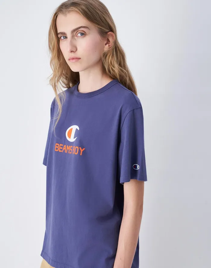 Beams Boy TShirt C Logo Navy Women Champion TShirts and Tops