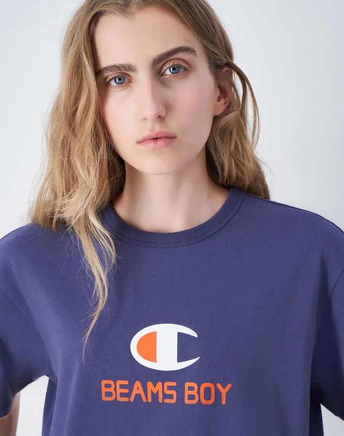 Beams Boy TShirt C Logo Navy Women Champion TShirts and Tops