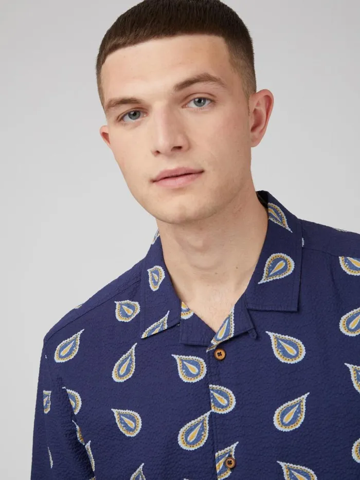Ben Sherman Archive Print Shirts Men Paisley Print Lightweight Seersucker Shirt Ben Sherman Archive Print Shirts Men Paisley Print Lightweight Seersucker Shirt