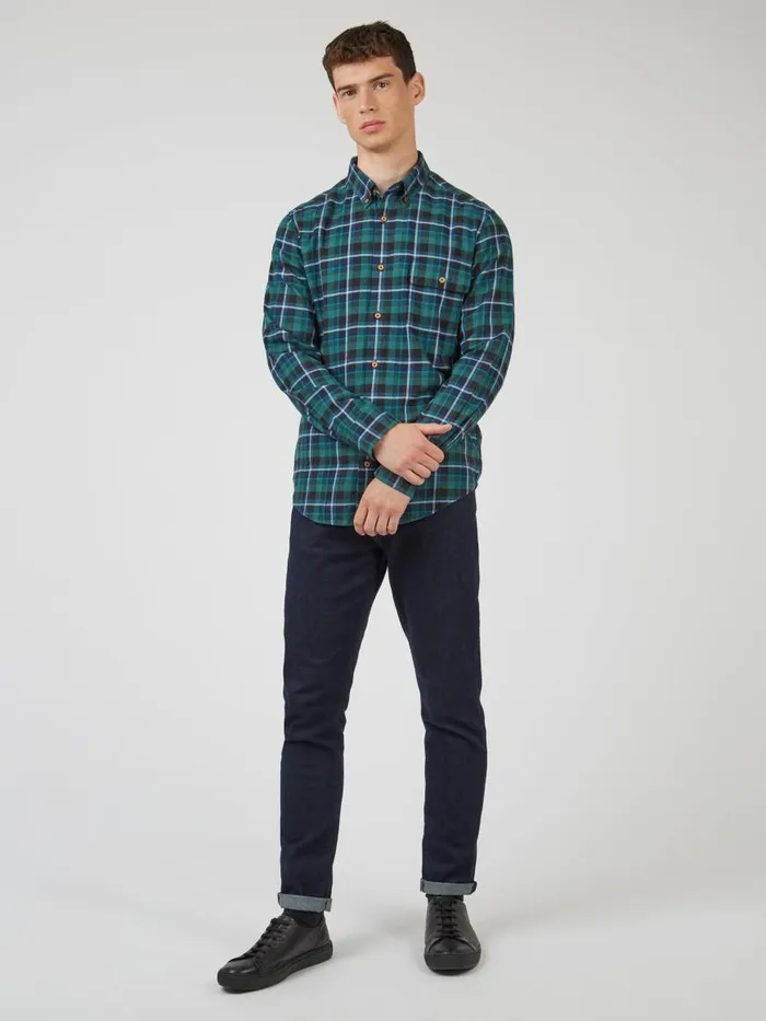 Ben Sherman Heritage Check Shirts Men Brushed Plaid Check Shirt 8211 Ocean Green Ben Sherman Heritage Check Shirts Men Brushed Plaid Check Shirt 8211 Ocean Green