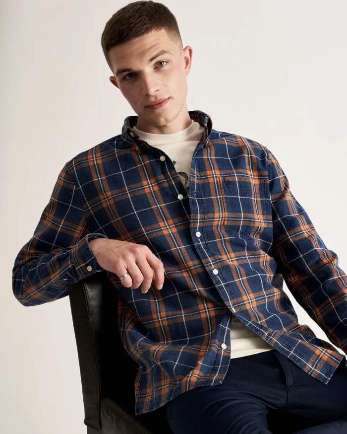 Ben Sherman Heritage Check Shirts Men Dalston Blues Grindle Check Overshirt