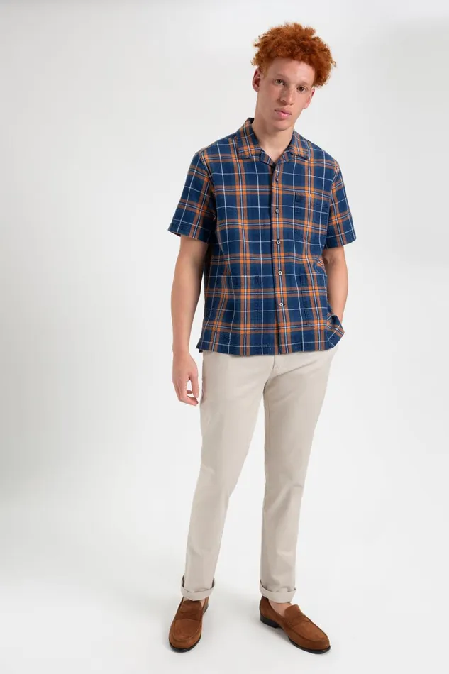 Ben Sherman Heritage Check Shirts Men Dalston Blues Summer ShortSleeve Check Camp Shirt Ben Sherman Heritage Check Shirts Men Dalston Blues Summer ShortSleeve Check Camp Shirt