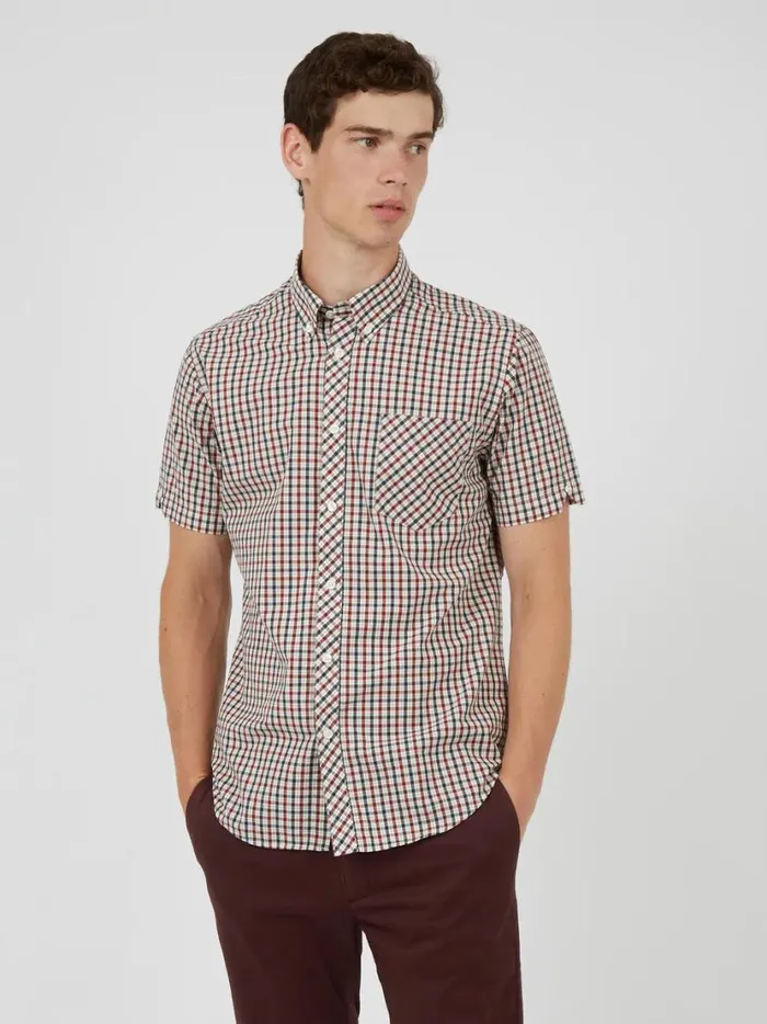 Ben Sherman Heritage Check Shirts Men Signature House Check ShortSleeve Shirt 8211 Red