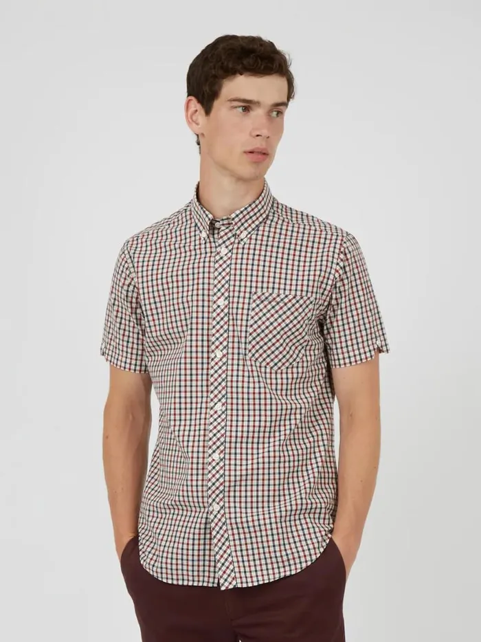 Ben Sherman Heritage Check Shirts Men Signature House Check ShortSleeve Shirt 8211 Red