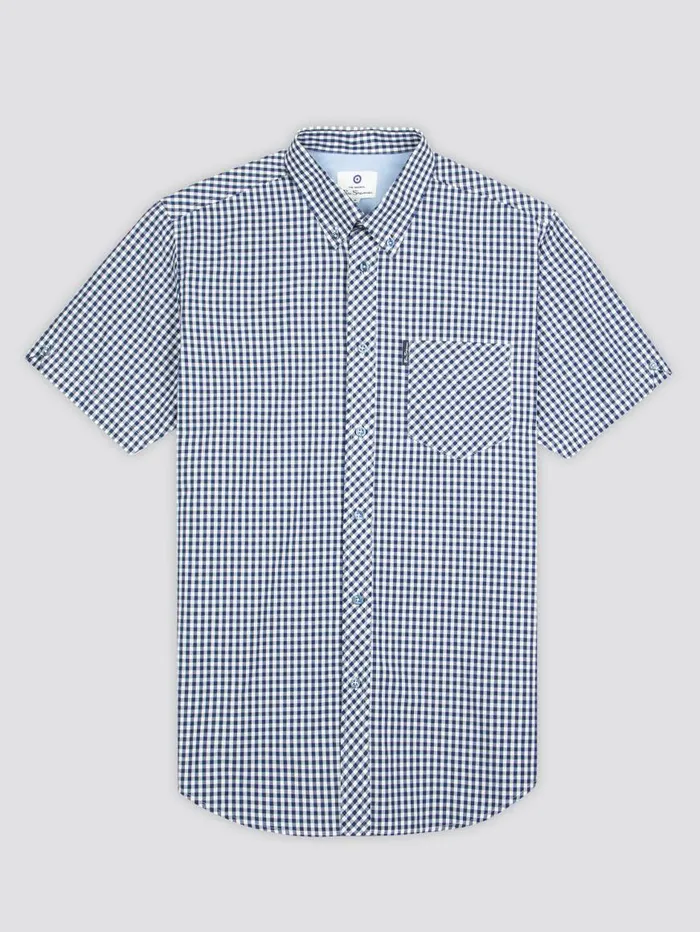 Ben Sherman Heritage Check Shirts Men Signature ShortSleeve Gingham Shirt 8211 Dark Blue
