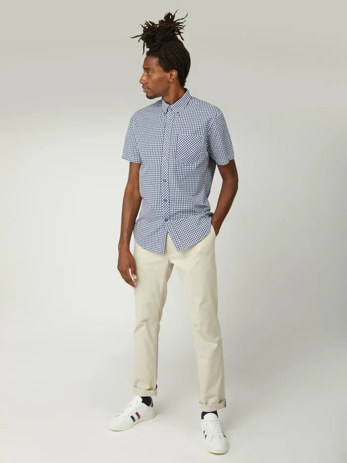 Ben Sherman Heritage Check Shirts Men Signature ShortSleeve Gingham Shirt 8211 Dark Blue