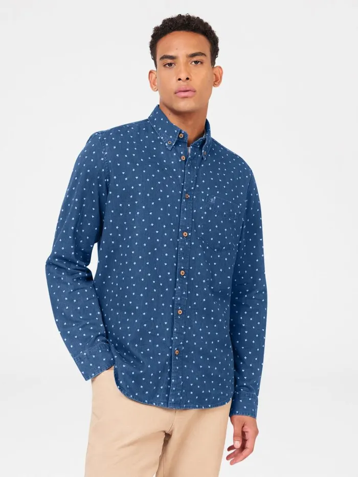 Ben Sherman Long Sleeve Shirts Men Long Sleeve Indigo Card Print Shirt Ben Sherman Long Sleeve Shirts Men Long Sleeve Indigo Card Print Shirt
