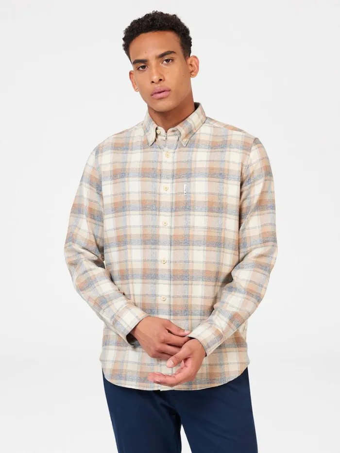 Ben Sherman Long Sleeve Shirts Men Twisted Yarn Check Shirt 8211 Sand Ben Sherman Long Sleeve Shirts Men Twisted Yarn Check Shirt 8211 Sand