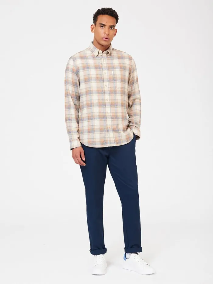 Ben Sherman Long Sleeve Shirts Men Twisted Yarn Check Shirt 8211 Sand Ben Sherman Long Sleeve Shirts Men Twisted Yarn Check Shirt 8211 Sand