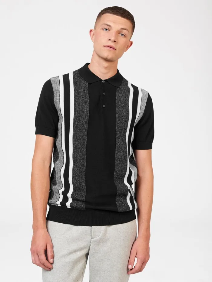 Ben Sherman Mod Knit Polos Men Birdseye Stripe Knit Polo 8211 Black Ben Sherman Mod Knit Polos Men Birdseye Stripe Knit Polo 8211 Black