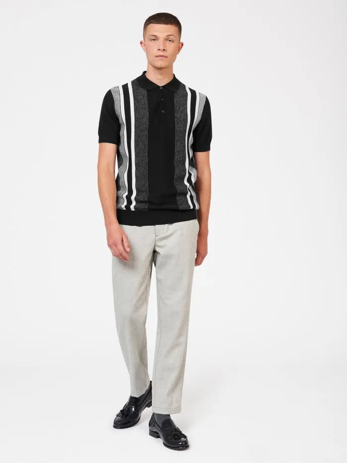 Ben Sherman Mod Knit Polos Men Birdseye Stripe Knit Polo 8211 Black Ben Sherman Mod Knit Polos Men Birdseye Stripe Knit Polo 8211 Black