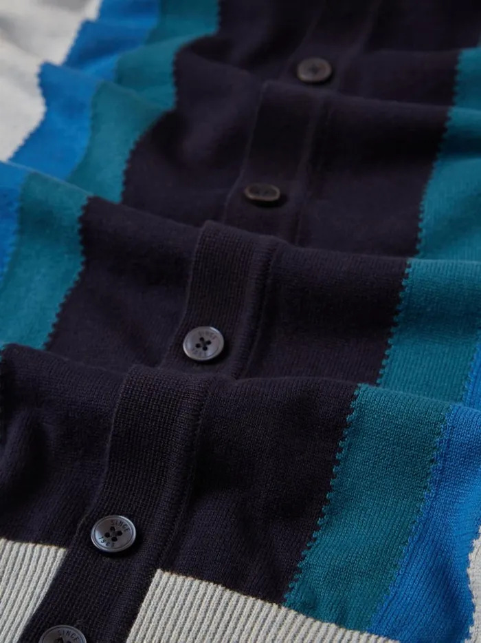 Ben Sherman Mod Knit Polos Men ButtonThrough Mod Knit Stripe Polo 8211 Sky