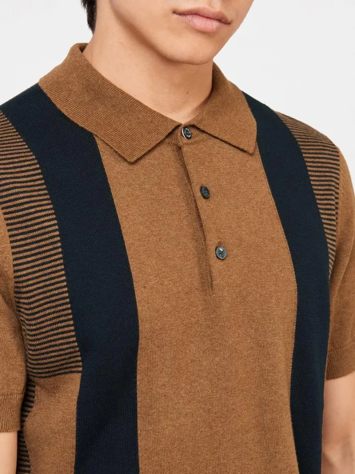 Ben Sherman Mod Knit Polos Men Intarsia Stripe Knit Polo 8211 Ginger Ben Sherman Mod Knit Polos Men Intarsia Stripe Knit Polo 8211 Ginger