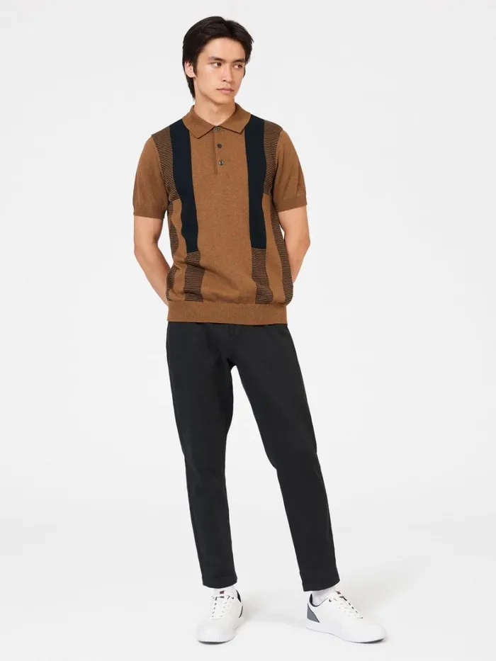 Ben Sherman Mod Knit Polos Men Intarsia Stripe Knit Polo 8211 Ginger Ben Sherman Mod Knit Polos Men Intarsia Stripe Knit Polo 8211 Ginger