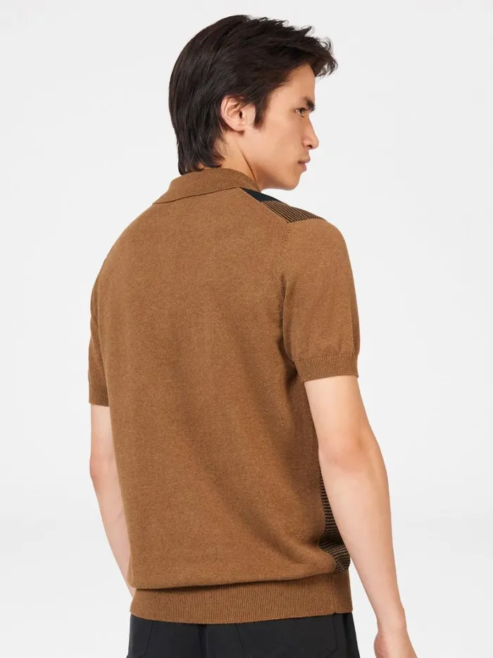 Ben Sherman Mod Knit Polos Men Intarsia Stripe Knit Polo 8211 Ginger Ben Sherman Mod Knit Polos Men Intarsia Stripe Knit Polo 8211 Ginger