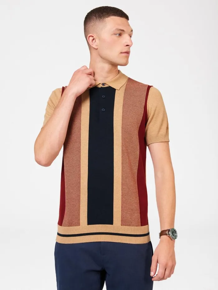 Ben Sherman Mod Knit Polos Men Vertical Stripe Knit Polo 8211 Stone Ben Sherman Mod Knit Polos Men Vertical Stripe Knit Polo 8211 Stone