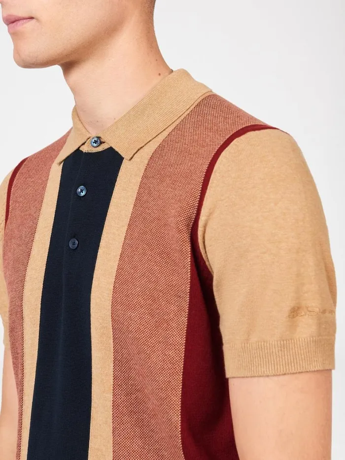 Ben Sherman Mod Knit Polos Men Vertical Stripe Knit Polo 8211 Stone Ben Sherman Mod Knit Polos Men Vertical Stripe Knit Polo 8211 Stone