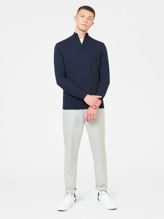 Ben Sherman Sweaters and Knits Men Merino Knit HalfZip Sweater 8211 Dark Navy Ben Sherman Sweaters and Knits Men Merino Knit HalfZip Sweater 8211 Dark Navy